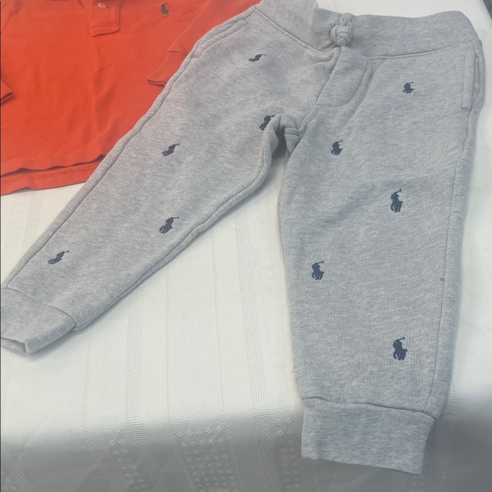 Polo Ralph Lauren Orange Shirt and Gray Pants Set size 2T - Picture 6 of 12